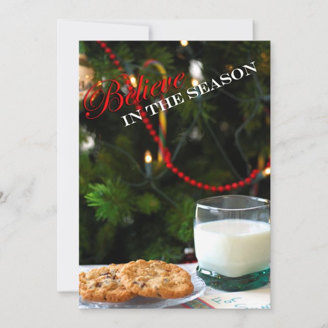 Tarjeta Festiva Cookies y leche de navidades para Santa Claus (Anverso)