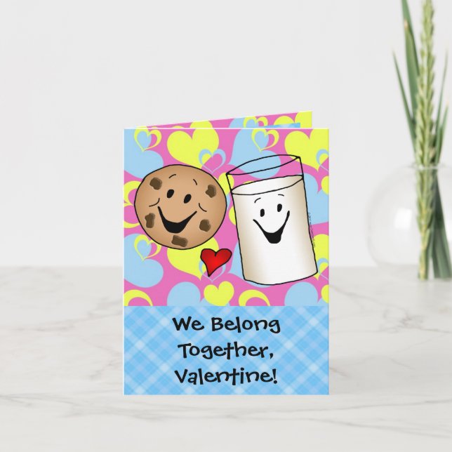 Tarjeta Festiva Cookies y Milk Valentine (Anverso)