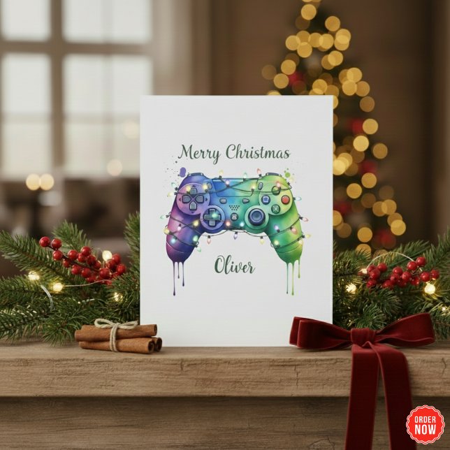 Tarjeta Festiva Cool Gaming Christmas Card Personalised Holiday (Subido por el creador)