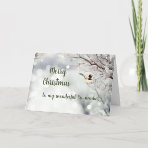 Tarjeta Festiva Cooperadora de pájaros de escarcha de invierno nav
