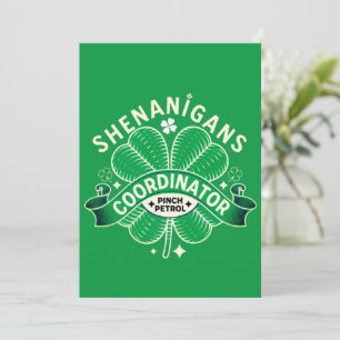 Tarjeta Festiva Coordinador de travesuras del día de San Patricio
