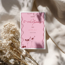 Tarjeta Festiva Copa de Martini Rosa – Fiesta del Día de San Valen