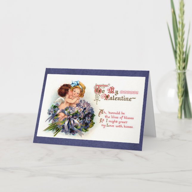 Tarjeta Festiva Copa "La Felicidad de Besos" de San Valentín Victo (Anverso)