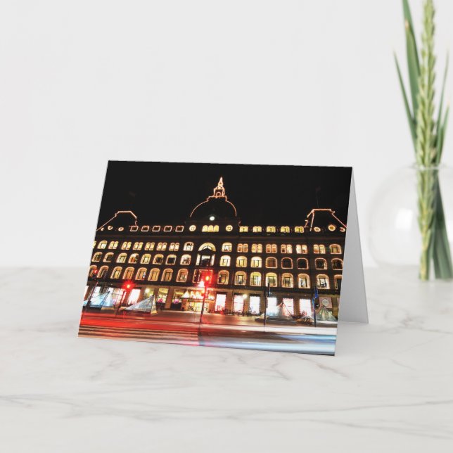 Tarjeta Festiva Copenhague, Dinamarca en la noche (Anverso)