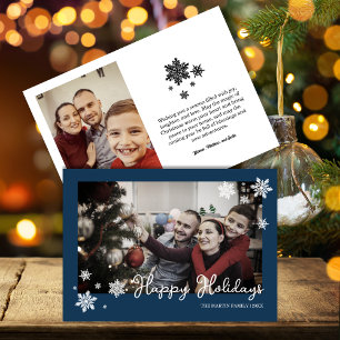Tarjeta Festiva Copia de foto de copos de nieve azules simplistas