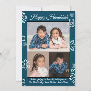 Tarjeta Festiva Copo de Nieve Azul - Hanukkah Foto Plana