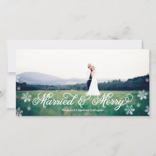 Tarjeta Festiva Copo de nieve casado y feriado con sangre completa