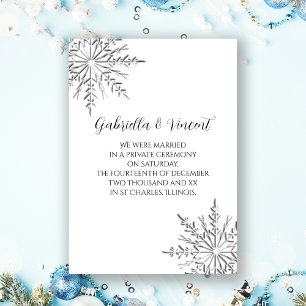 Tarjeta Festiva Copo de Nieve de Invierno Boda Privada / Huida