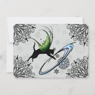 Tarjeta Festiva Copo de nieve del gato cósmico
