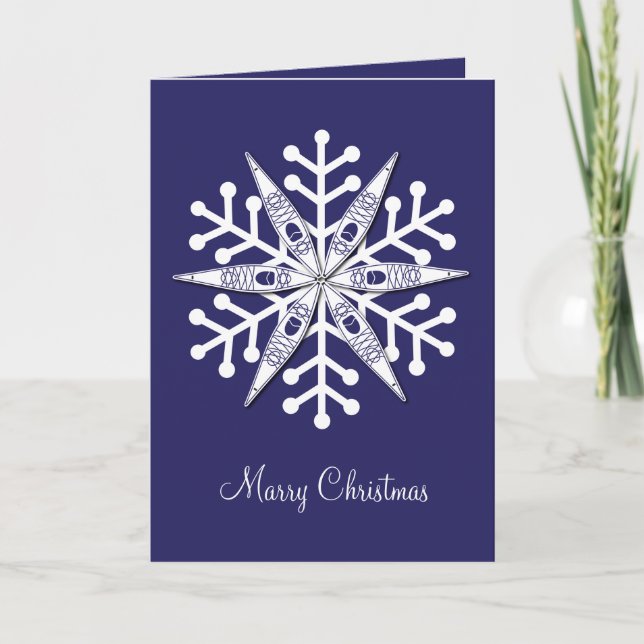 Tarjeta Festiva Copo de nieve del kajak (Anverso)
