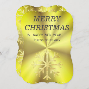 Tarjeta Festiva Copo de nieve dorado y fondo elegante dorado