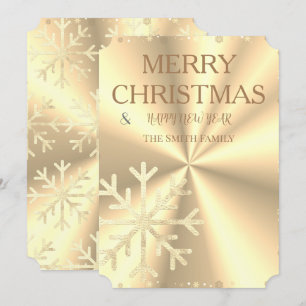 Tarjeta Festiva Copo de nieve dorado y ombre elegante dorado