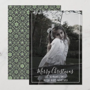 Tarjeta Festiva Copo de nieve elegante Gris Nordic Moderno 1 Foto