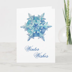 Tarjeta Festiva Copo de Nieve en Acuarela