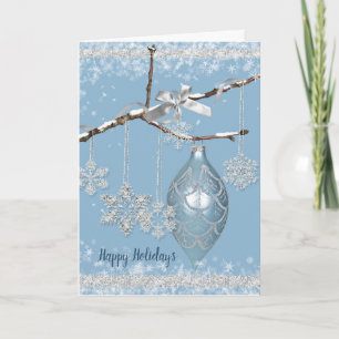 Tarjeta Festiva Copo de nieve festivo con adorno