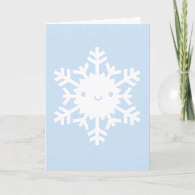 Tarjeta Festiva Copo de Nieve Kawaii de Invierno (Anverso)