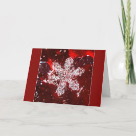 Tarjeta Festiva Copo de nieve Macro Foto Rojo añada su propia tarj