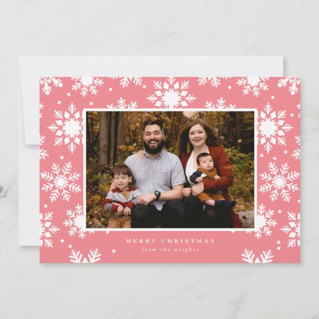 Tarjeta Festiva Copo de Nieve Negrita Plano en el Fondo  (Anverso)