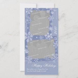 Tarjeta Festiva Copo de Nieve Personalizado Doble Foto 2