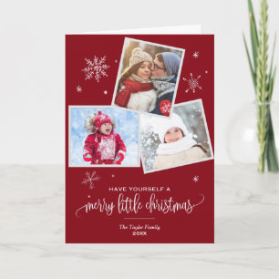 Tarjeta Festiva Copo de nieve rojo 3 Foto de Navidades de fotogr