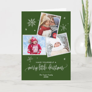 Tarjeta Festiva Copo de nieve verde   3 Foto de Navidades de fotog