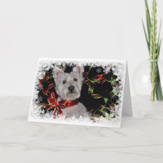 Tarjeta Festiva Copo de nieve Westie (Anverso)
