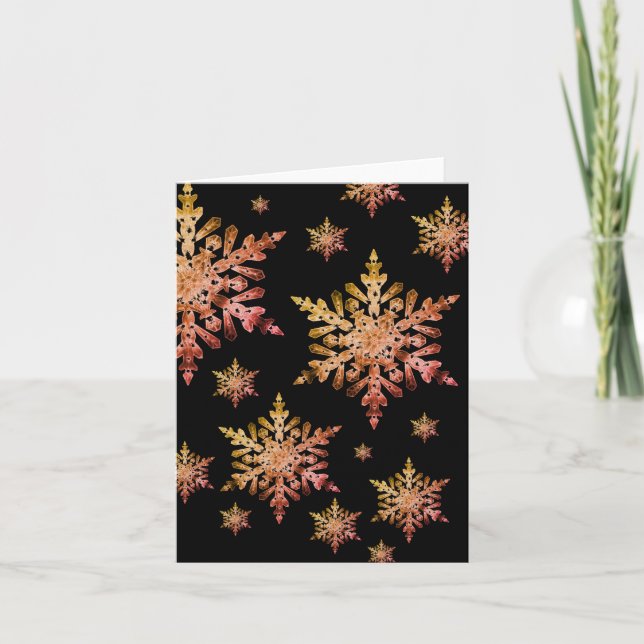 Tarjeta Festiva Copo Snowflake en negro (Anverso)