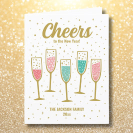 Tarjeta Festiva Copos de champán para un feliz año nuevo lindo
