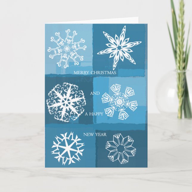 Tarjeta Festiva Copos de nieve (Anverso)