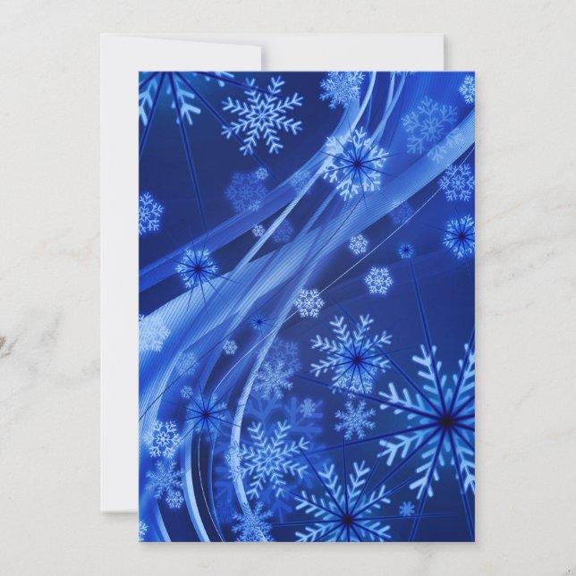 Tarjeta Festiva Copos de nieve azules (Anverso)