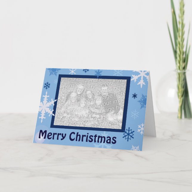 Tarjeta Festiva Copos de nieve azules (Anverso)