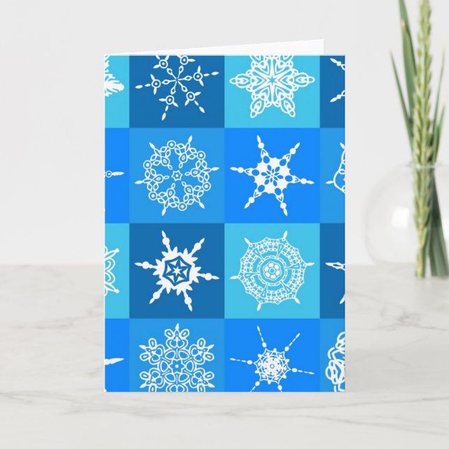 Tarjeta Festiva Copos de nieve azules (Anverso)