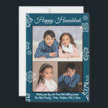 Tarjeta Festiva Copos de nieve azules - Plano de fotos de Hanukkah<br><div class="desc">Copos de nieve azules - Plano de fotos de Hanukkah</div>