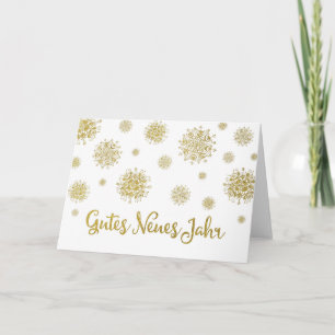 Tarjeta Festiva Copos de nieve blancos del oro de la Feliz Año