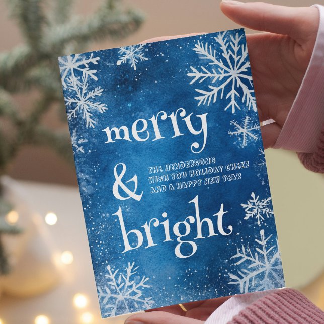 Tarjeta Festiva Copos de nieve blancos y moras azules y brillantes (Subido por el creador)