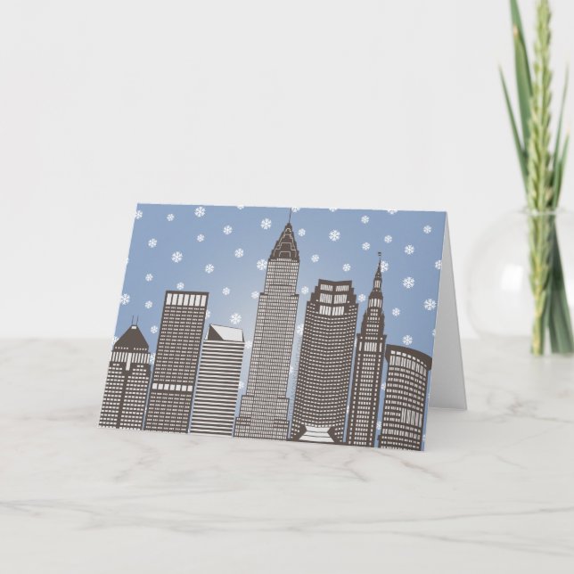 Tarjeta Festiva Copos de nieve de Cleveland (Anverso)
