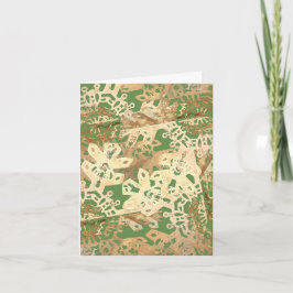 Tarjeta Festiva Copos de nieve de oro en verde