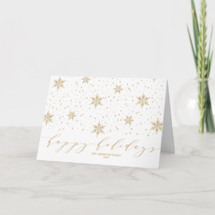 Tarjeta Festiva Copos de nieve de oro Felices fiestas Navidades Sa