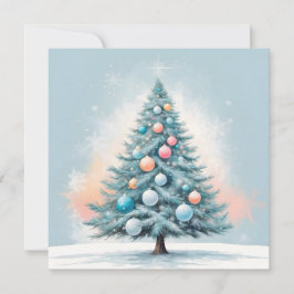 Tarjeta Festiva Copos de nieve de pino | Adornos de coral naranja 