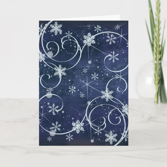 Tarjeta Festiva Copos de nieve de vacaciones (Anverso)