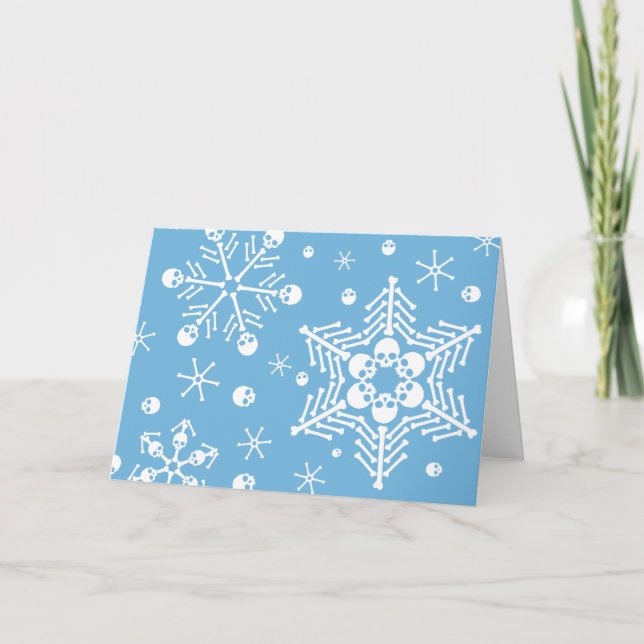 Tarjeta Festiva Copos de nieve del cráneo (Anverso)