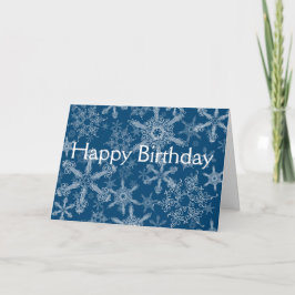Tarjeta Festiva Copos de nieve del feliz cumpleaños