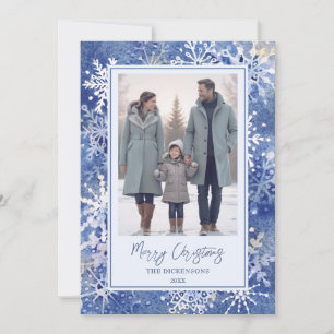 Tarjeta Festiva Copos de nieve en acuarela elegantes