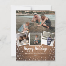 Copos de nieve en el collage multifoto de madera r