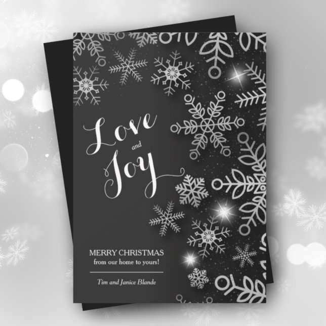 Tarjeta Festiva Copos de nieve en Navidades negros sin foto (Subido por el creador)