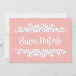 Tarjeta Festiva Copos de nieve en polvo rosa y blanco