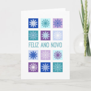 Tarjeta Festiva Copos de nieve modernos de la Feliz Año Nuevo