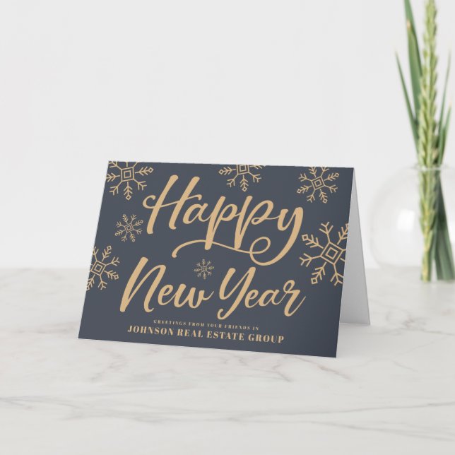 Tarjeta Festiva Copos de nieve modernos | Saludos de Año Nuevo (Anverso)