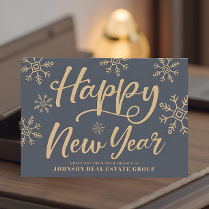 Tarjeta Festiva Copos de nieve modernos Saludos de Año Nuevo