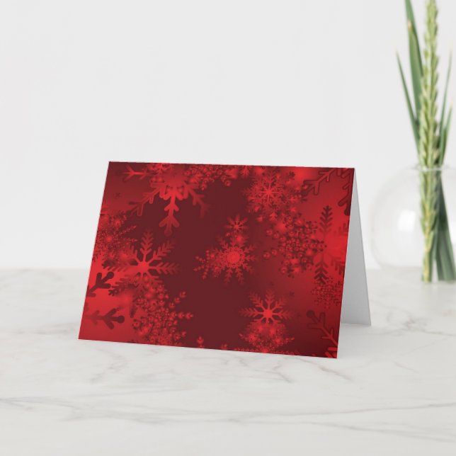Tarjeta Festiva Copos de nieve rojos (Anverso)
